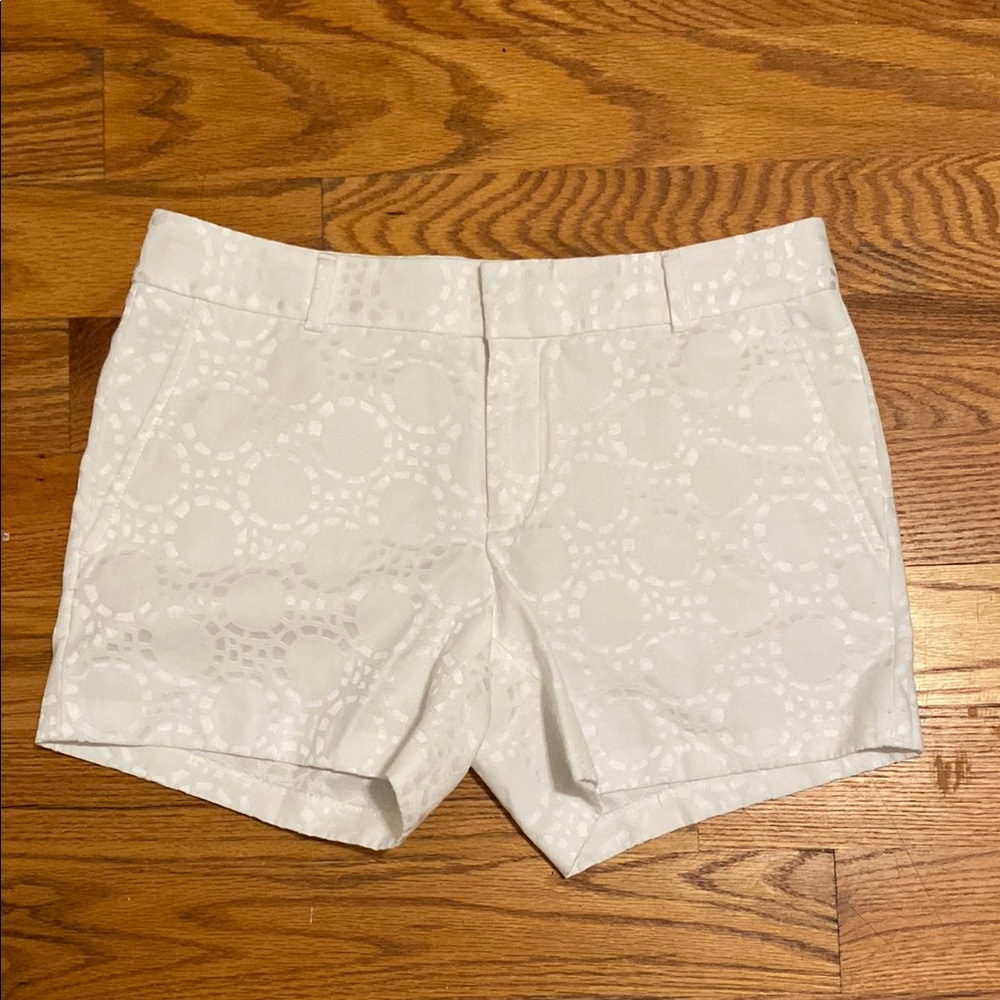 Banana Republic White Eyelet High-Waist Shorts